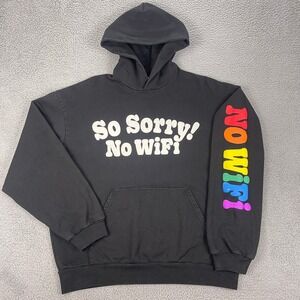 Madhappy Hoodie Mens L Black So Sorry No Wifi Capsule Essentials Streetwear
